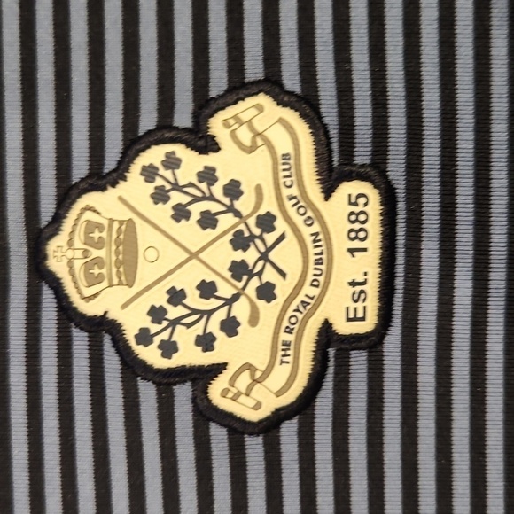 F&G Tech Light & Navy Blue Stripes The Royal Dublin Golf Club Polo Shirt - Picture 3 of 8